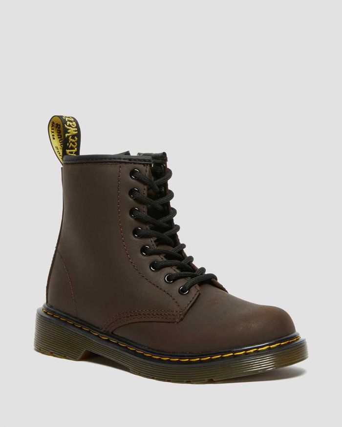 Dr Martens Støvler Barn Mørke Brune Junior 1460 Faux Fur Lined Lace Up 2387FUPOX